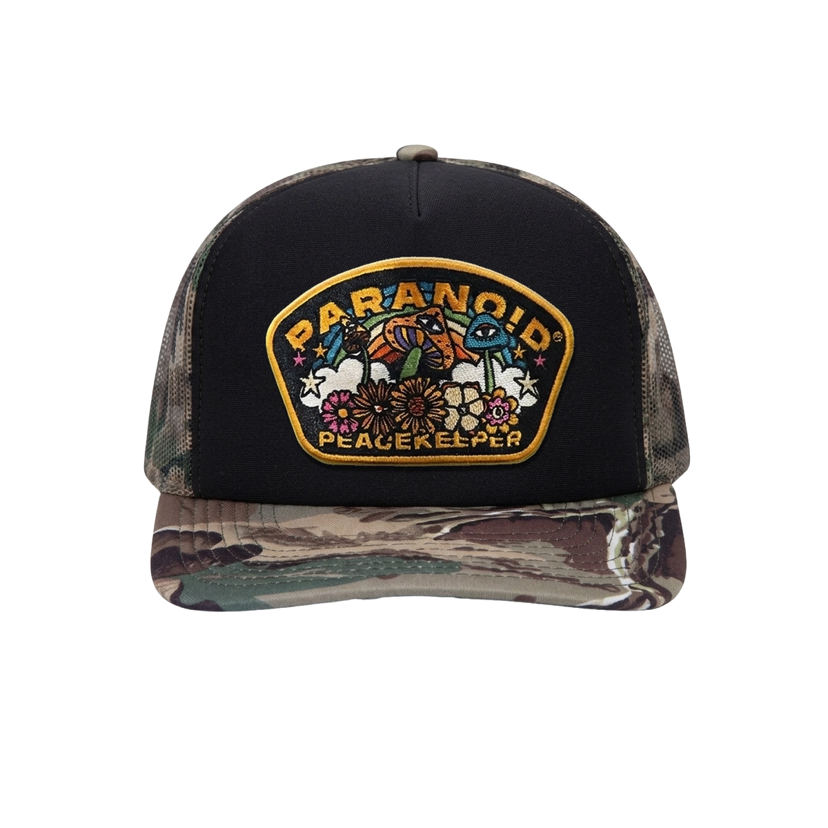 PEACEKEEPER CAMO BRIM TRUCKER HAT